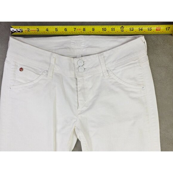 Hudson Size 27X32 Women White Collin Skinny 12" Leg Opening Denim Logo Jeans USA - Picture 3 of 14